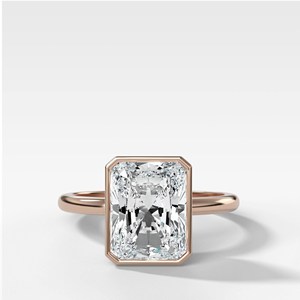 5ct Radiant Lab Grown Diamond Bezel <b>Ring</b> 1.5mm Slim Band 14k Solid Gold <b>Secure</b> Frame Solitaire Engagement <b>Ring</b> Minimalist <b>Ring</b> - Product Image 3