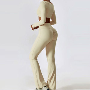 Women Bell Bottom Yoga <b>Leggings</b> Custom High Waist <b>Flared</b> Pants OEM ODM Wholesale Sportswear Manufacturer Factory - Product Image 2