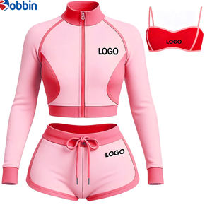 Ensemble 3 pièces tendance pour femme : survêtement streetwear personnalisé avec veste et short contrastants – Collection été très prisée - Product Image 2