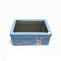 Boîte en métal rectangulaire personnalisée avec couvercle à fenêtre, emballage cadeau en métal, 126 x 92 x 48 mm