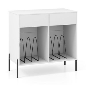 Soporte Personalizable para Tocadiscos con Compartimentos para Vinilos, Estación de Carga Integrada, Patas Metálicas, Almohadillas Protectoras para el Suelo y Estantes para CD - Product Image 3