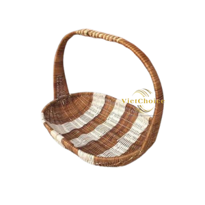 VietChoice Handwoven <b>Wicker</b> <b>Storage</b> <b>Basket</b> Round Natural Eco-Friendly Rustic Style Single Tier - Product Image 2