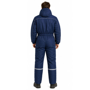 <b>Boys</b> Navy Blue Hooded Snowsuit Full Length Waterproof Winter Wear Casual Style Solid Color Zipper Closure - Product Image 5
