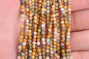 Perles d'agate Crazy Lace Orange Crème, pierres précieuses naturelles authentiques, brin complet de perles rondes en vrac, vente en gros - Product Image 2