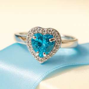 Zarkan 925 Hallmark Cushion Cut Blue Diamond <b>Adjustable</b> Silver <b>Ring</b> for Engagement - Product Image 1