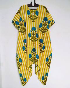 Robe Kaftan Vintage Bohème en Coton et Dentelle Faite à la Main, Coupe Ample Évasée, Tenue de Plage, Vêtement de Maternité, Cadeau Demoiselle d'Honneur, Lavable - Product Image 1