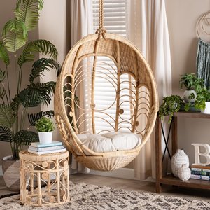 Rattan <b>patio</b> garden <b>swing</b> chairs comfortable hanging pod moon-shaped chair for outdoor spaces - Product Image 6