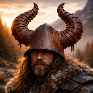 Casco Vikingo de Cuero Hecho a Mano, Casco de Armadura Vikinga Medieval para Cosplay, LARP y Decoración para Uso en Exteriores - Product Image 4