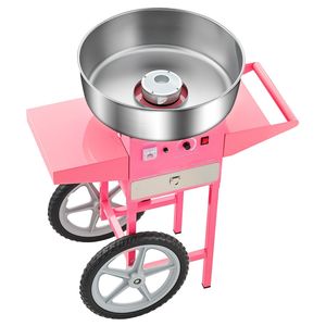 Macchina commerciale dello zucchero filato 1000W con il creatore del filo interdentale del carrello rosa per le feste - Product Image 1