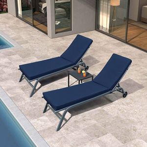 Lot de 2 coussins de remplacement bleu marine pour chaise longue d'extérieur, coussin de siège pour mobilier de patio, pour ensemble de chaises longues - Product Image 2