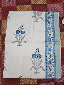 Parure de draps plats en coton imprimés à la main avec taies d'oreiller, literie florale indienne, textile de maison fait main, vente en gros en vrac - Product Image 4