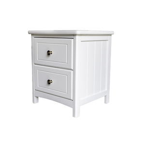 Classic 2-Drawer Wooden <b>Bedside</b> <b>Cabinet</b> – European Style Nightstand with Sturdy Alloy Handles for Bedroom & Hotel (<b>White</b>/Black) - Product Image 1