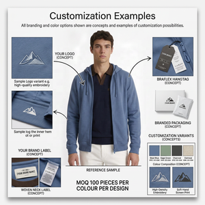 Sweat à capuche zippé pour homme en molleton de coton 300 GSM avec cordon de serrage, logo personnalisé, marque privée, vente en gros - Product Image 6