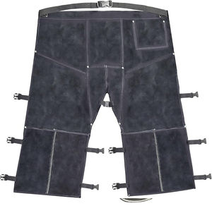 Pantalon de soudeur en cuir de vachette de qualité supérieure, résistant, pour la protection des jambes, vêtements de travail pour la construction et la soudure - Product Image 4