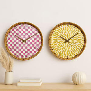 Mother of pearl rattan watch hanging <b>clock</b> artistic <b>clocks</b> for table top & <b>wall</b> <b>decoration</b> - Product Image 1