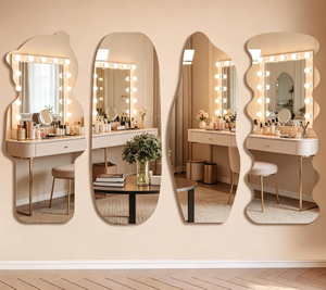 Modern Irregular Decorative Glass Wavy Asymmetrical Customized Thickness Frameless Wall Mounted LED Display Screen <b>Mirror</b> <b>Mirror</b> - Product Image 4