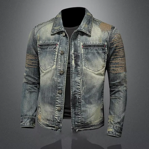 Nouvelle veste en jean rétro d'été unisexe coupe ajustée délavée longue et fine imperméable respirante à capuche style motard - Product Image 2