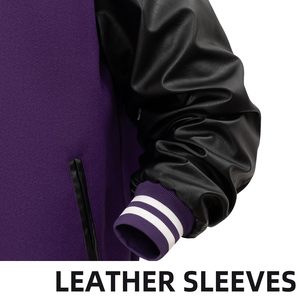 Varsity <b>Jacket</b> Men Custom Leather Letterman <b>Jacket</b> Embroidery <b>Rhinestone</b> Applique Baseball Style OEM ODM Factory Direct - Product Image 3