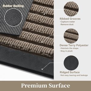 Tapis de bienvenue en caoutchouc antidérapant et absorbant 17"x30" pour intérieur et extérieur, tapis de porte à profil bas pour attraper la saleté, idéal pour la porte d'entrée - Product Image 1