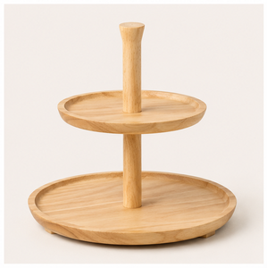 Eco-Friendly 2-<b>Tier</b> Acacia Wood <b>Cake</b> Stand Tiered Cupcake Display for Weddings & Parties Natural Wood Pastry Serving Tray - Product Image 1