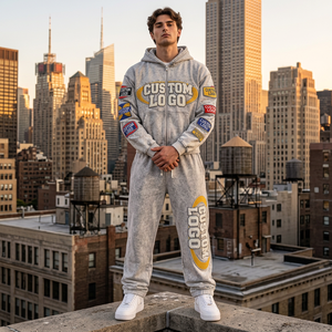 Men's 100% Cotton Acid Wash <b>Hoodie</b> Jogger Set Custom Oversized Heavyweight Matching Streetwear Coordinates - Product Image 2
