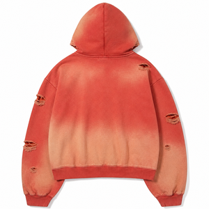 Sweat-shirt à capuche pour homme, coupe classique, 100% coton, gris uni, écologique, respirant, grande taille, avec poche avant et logo - Product Image 2