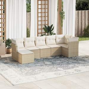 Grand ensemble de canapés de jardin en rotin PE beige avec structure en acier thermolaqué – Mobilier d'extérieur haut de gamme - Product Image 1