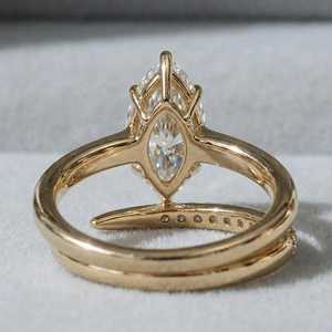 Lab Grown 3.03CT Marquise Cut Diamond Signet <b>Open</b> Band <b>Ring</b> 18K Solid Yellow Gold Fine Engagement Proposal Gift For Lovers Charm - Product Image 5