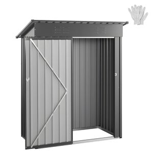 Casetta da Giardino in Metallo 5 x 3 FT con Porta Lucchettabile e 2 Prese d'Aria a Persiana, Tetto Inclinato, Ripostiglio Esterno per Giardino/Cortile - Product Image 1