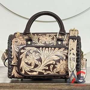 Bolsos de Hombro de Cuero Genuino con Diseño Floral Hecho a Mano, Cierre de Cremallera, Tendencia Septiembre 2026, para Mujer - Product Image 1