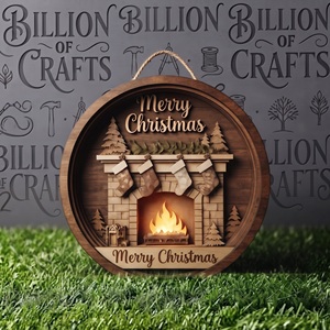 Décoration Murale de Noël en Bois Imprimée en Résine 3D de 25 cm, Décoration de Noël Joyeux Noël à Suspendre pour la Maison, Vente en Gros - Product Image 6