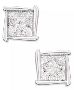 Orecchini a lobo quadrati con accento di diamanti in oro bianco, giallo o rosa 10k | Machy's - Product Image 1