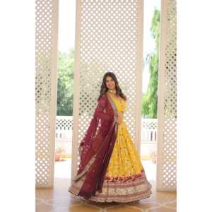 Lehenga choli & dupatta ผ้าแจ็คการ์ดวิสคอสบริสุทธิ์ - Product Image 2