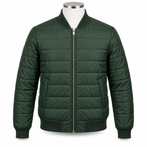 Veste d'hiver pour homme de style bomber avec décoration pour les activités de plein air, de haute qualité, 100% polyester, imperméable, à capuche - Product Image 2