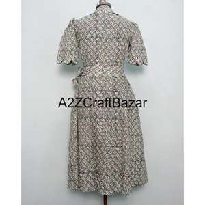 Robe de soirée moderne pour mariage, style doux, robe d'été en coton imprimé floral fait main, pour femme, coupe décontractée A-Line, magnifique et confortable - Product Image 6