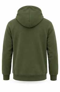 Men's Solid Olive Green <b>Hooded</b> Sweatshirt Regular Fit Cotton <b>Fleece</b> Casual Pullover with Front Pocket Winter Wear - Product Image 2