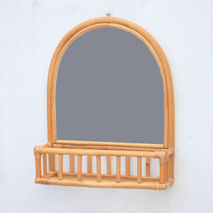 Espejo de Pared Boho de Lujo, Fabricado en Vietnam, Decoración Moderna para el Hogar, Colgante, Ecológico, Ovalado, Beige, Construcción de Vidrio y Seagrass - Product Image 1