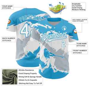 เสื้อเบสบอลทีมแบบกำหนดเองสำหรับผู้ชาย สีน้ำเงิน ขาว เทา พิมพ์ลายสกรีน ระบายเหงื่อได้ดี แขนสั้น ทรงปกติ ชุดทีมสำหรับผู้ใหญ่ - Product Image 3