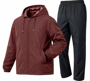 Conjunto Deportivo para Hombre, Estilo Urbano, con Capucha, Resistente al Viento, 100% Nailon, Chaqueta con Cierre y Pantalones Largos, Ligero, Color Sólido, Casual - Product Image 2