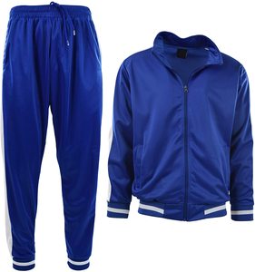 Blue Breathable Drawstring Track Suit Set Zip-Up <b>Jacket</b> and Jogger Pants Lightweight <b>Sports</b> Streetwear Custom Logo <b>for</b> Team Wear - Product Image 3