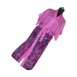 KL003 Beautiful Vintage Silk Sari Kimono Long Silk Handmade <b>Women</b> <b>Robes</b> Pockets Belt Summer Low Rise ODM - Product Image 3