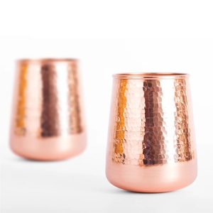 Pure Solid <b>Copper</b> Water Glass Set | 100% Food Grade Hammered <b>Copper</b> Tumbler for Ayurveda Health Benefits | Drinkware <b>Cup</b> Mug - Product Image 5