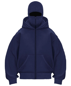 Sudadera con Capucha Unisex Extra Grande, Color Negro Sólido, Felpa de Algodón, Corte Casual, Largo Regular, Ropa de Invierno, Bordada - Product Image 6