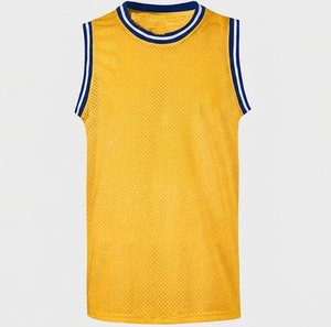 Maillot de basket jaune sans manches en maille, col rond, unisexe, respirant, en polyester, vêtement de sport pour adulte, coupe classique - Product Image 1