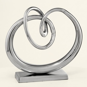 Escultura de nudo abstracto de aluminio plateado de alta calidad, estilo nórdico de lujo, estatua de torsión infinita para decoración de mesa en el hogar u oficina. - Product Image 1
