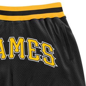 <b>Men</b> <b>Black</b> Gold Sublimated Mesh Basketball <b>Shorts</b> Polyester Athletic Sports <b>Shorts</b> Team Uniform Training Game Wear Performance - Product Image 3