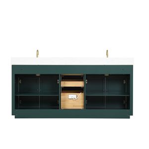 Mobile Bagno Moderno da 80 Pollici con Doppio Lavabo in Legno Massello e 3 Cassetti con Chiusura Ammortizzata - Product Image 4