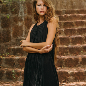 Vestido Maxi Bohemio Vintage Negro, Vestido Largo de Algodón Estilo Gitano Bohemio, Vestido Sexy para Fiesta y Eventos - Product Image 1