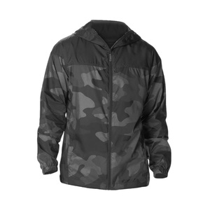 Wholesale Men's Camouflage Print Hooded Windbreaker <b>Jacket</b> Water Resistant Zip Front Outdoor Wear Regular Fit - Product Image 4