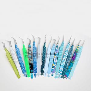 Pince à épiler pour extensions de cils RMI en acier inoxydable de différentes couleurs, pointe diamantée, pointe argentée / différentes couleurs de revêtement papier - Product Image 6